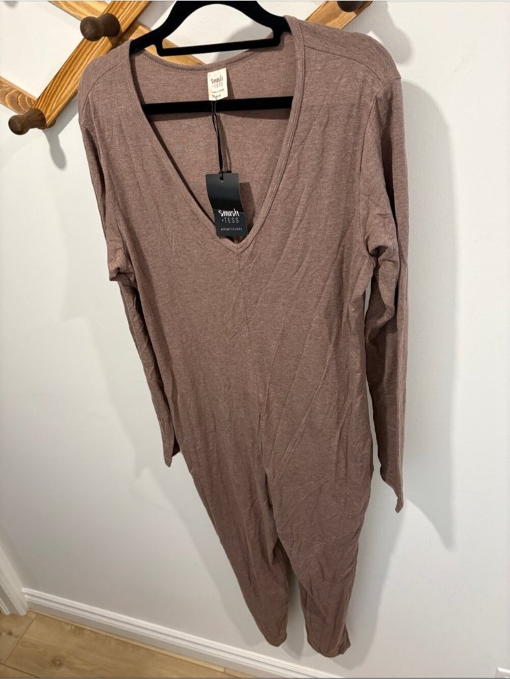 The Friday Romper in the color Chai Latte from the brand Smash + Tess